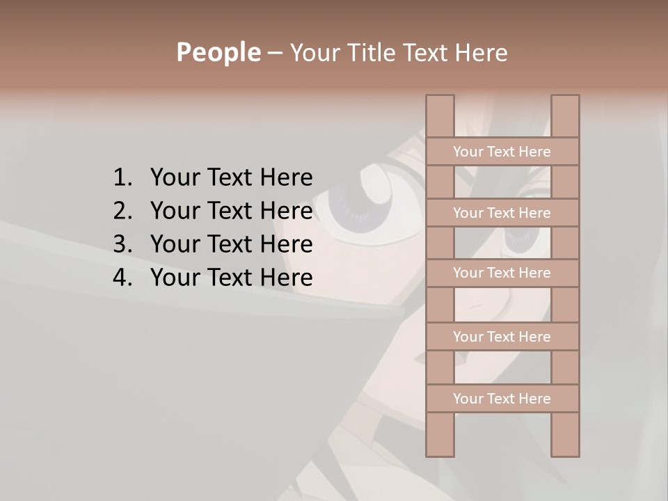 A Woman With Black Hair And Blue Eyes Is Looking At The Camera PowerPoint Template