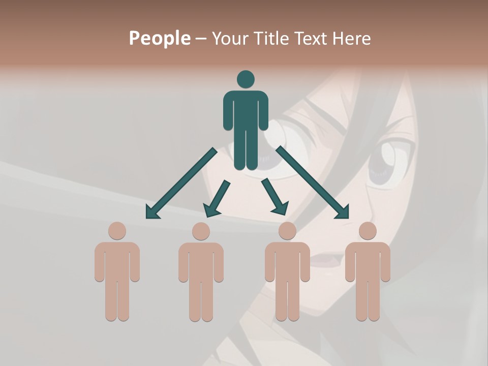 A Woman With Black Hair And Blue Eyes Is Looking At The Camera PowerPoint Template