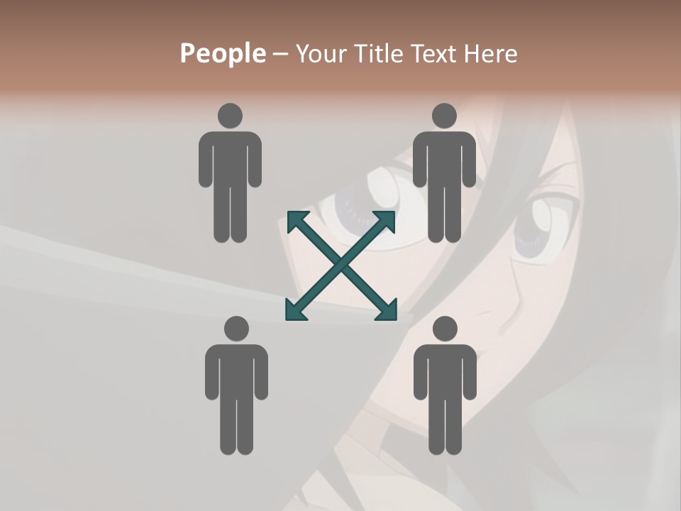 A Woman With Black Hair And Blue Eyes Is Looking At The Camera PowerPoint Template