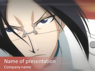 A Anime Character With Blue Eyes And Long Hair PowerPoint Template