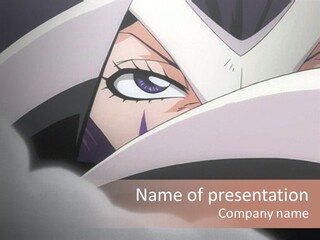 A Anime Character With Blue Eyes And A White Head PowerPoint Template