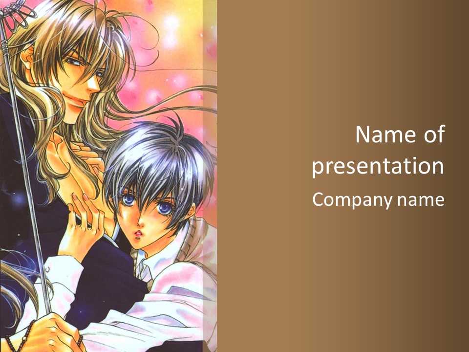 A Couple Of Anime Characters Holding An Umbrella PowerPoint Template