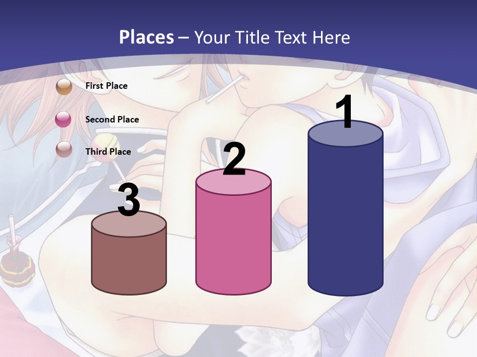 A Couple Of Anime Characters Hugging On A Blue Background PowerPoint Template