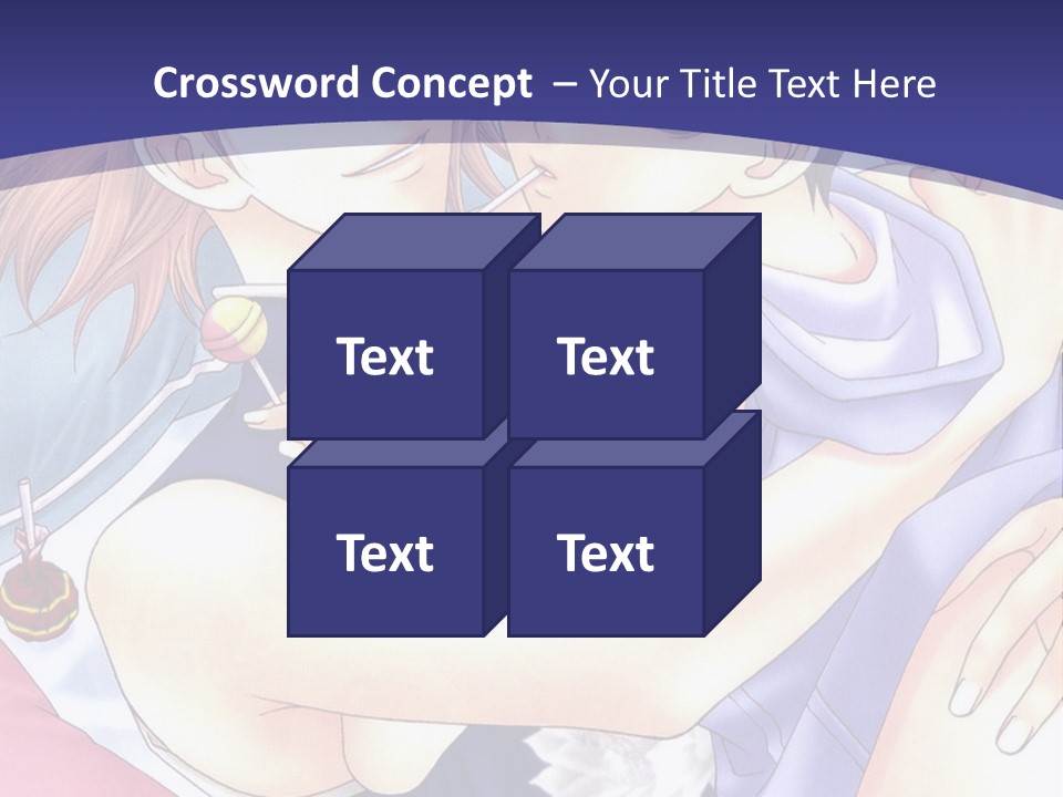 A Couple Of Anime Characters Hugging On A Blue Background PowerPoint Template