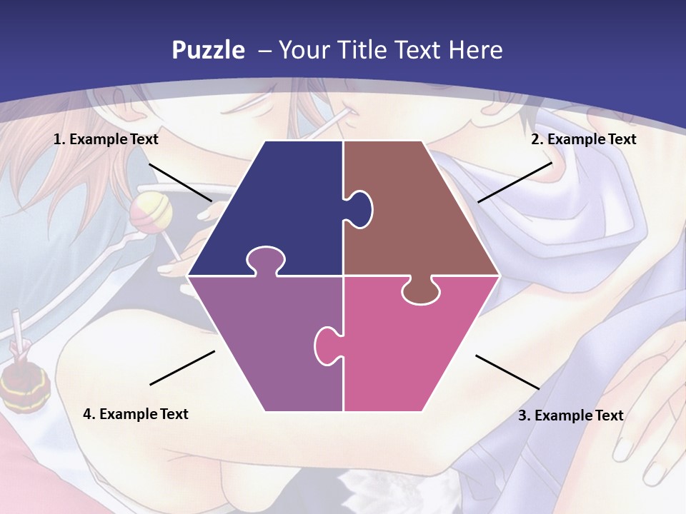 A Couple Of Anime Characters Hugging On A Blue Background PowerPoint Template