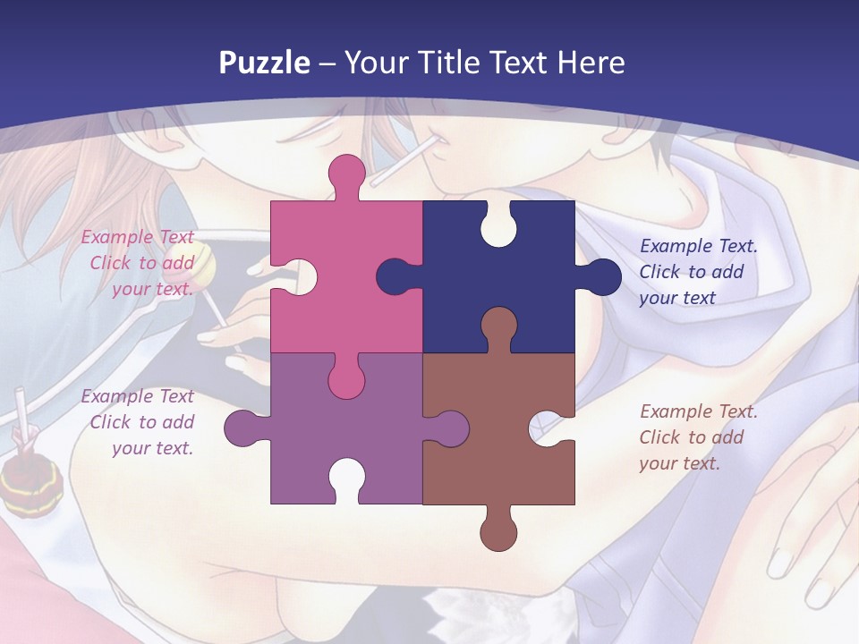 A Couple Of Anime Characters Hugging On A Blue Background PowerPoint Template