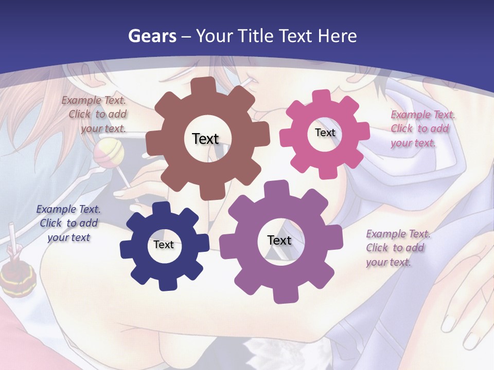 A Couple Of Anime Characters Hugging On A Blue Background PowerPoint Template