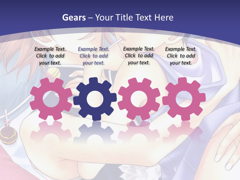 A Couple Of Anime Characters Hugging On A Blue Background PowerPoint Template