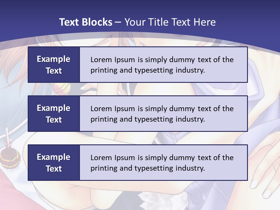 A Couple Of Anime Characters Hugging On A Blue Background PowerPoint Template