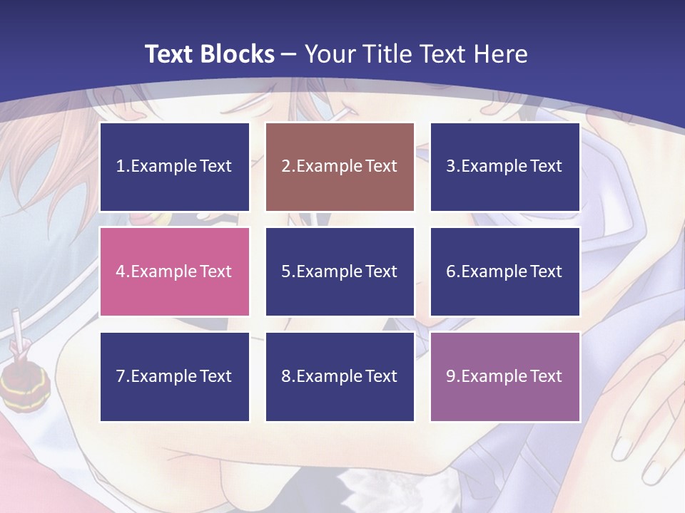 A Couple Of Anime Characters Hugging On A Blue Background PowerPoint Template