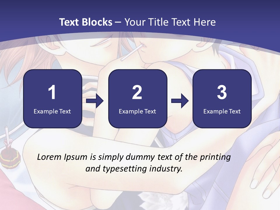 A Couple Of Anime Characters Hugging On A Blue Background PowerPoint Template