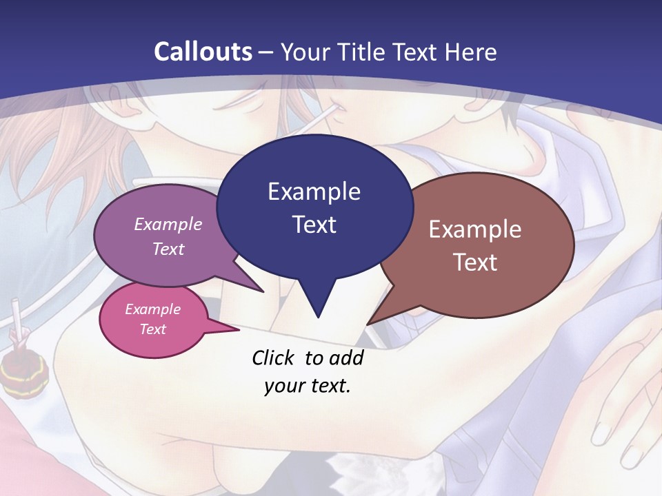 A Couple Of Anime Characters Hugging On A Blue Background PowerPoint Template