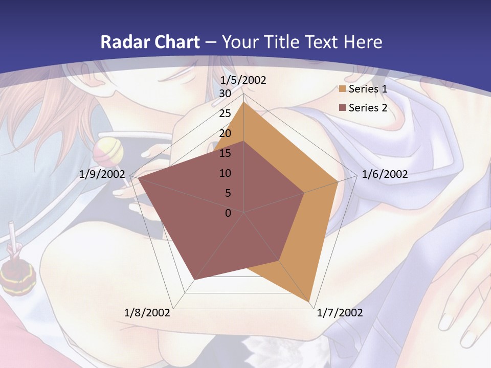 A Couple Of Anime Characters Hugging On A Blue Background PowerPoint Template