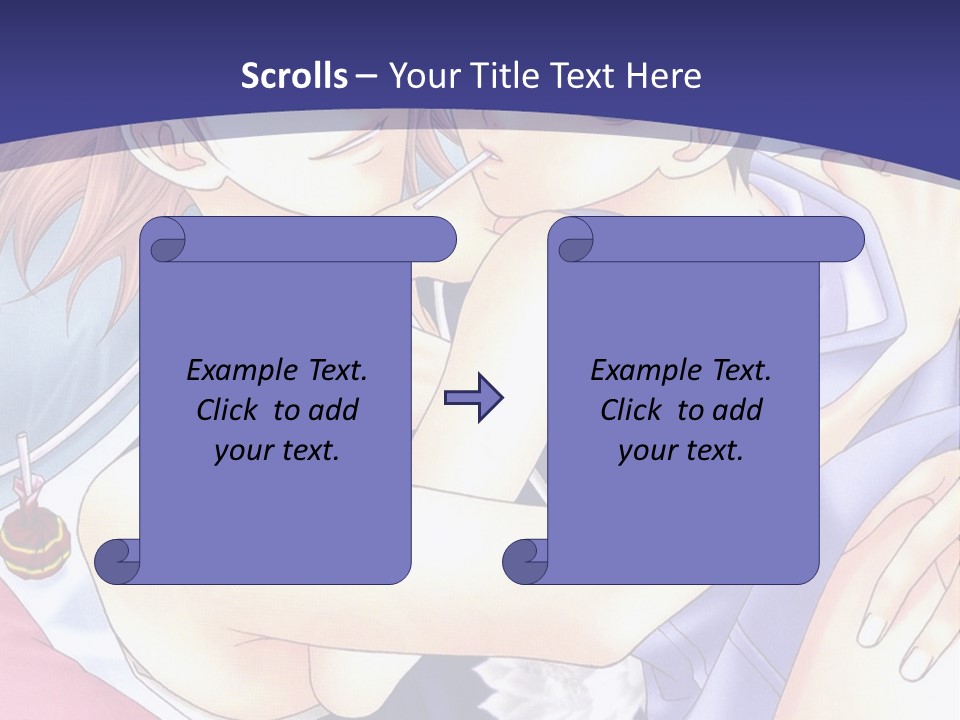 A Couple Of Anime Characters Hugging On A Blue Background PowerPoint Template