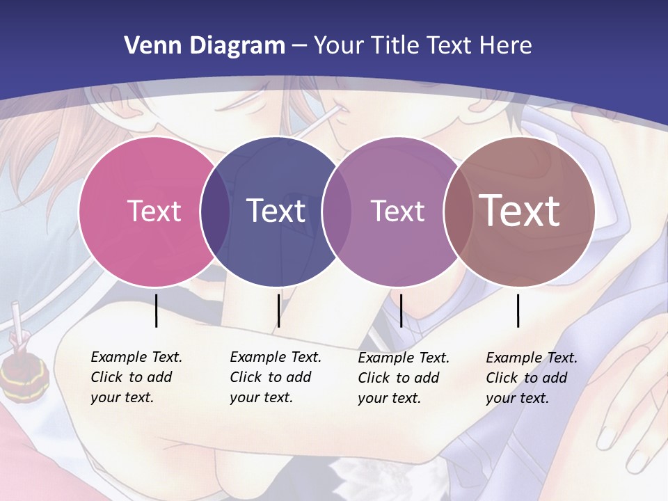 A Couple Of Anime Characters Hugging On A Blue Background PowerPoint Template