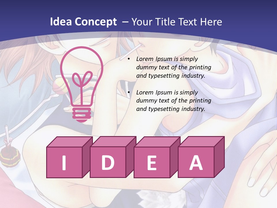 A Couple Of Anime Characters Hugging On A Blue Background PowerPoint Template