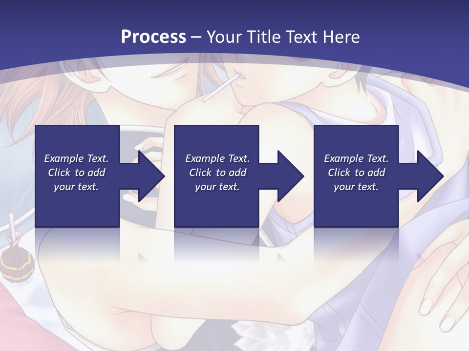 A Couple Of Anime Characters Hugging On A Blue Background PowerPoint Template