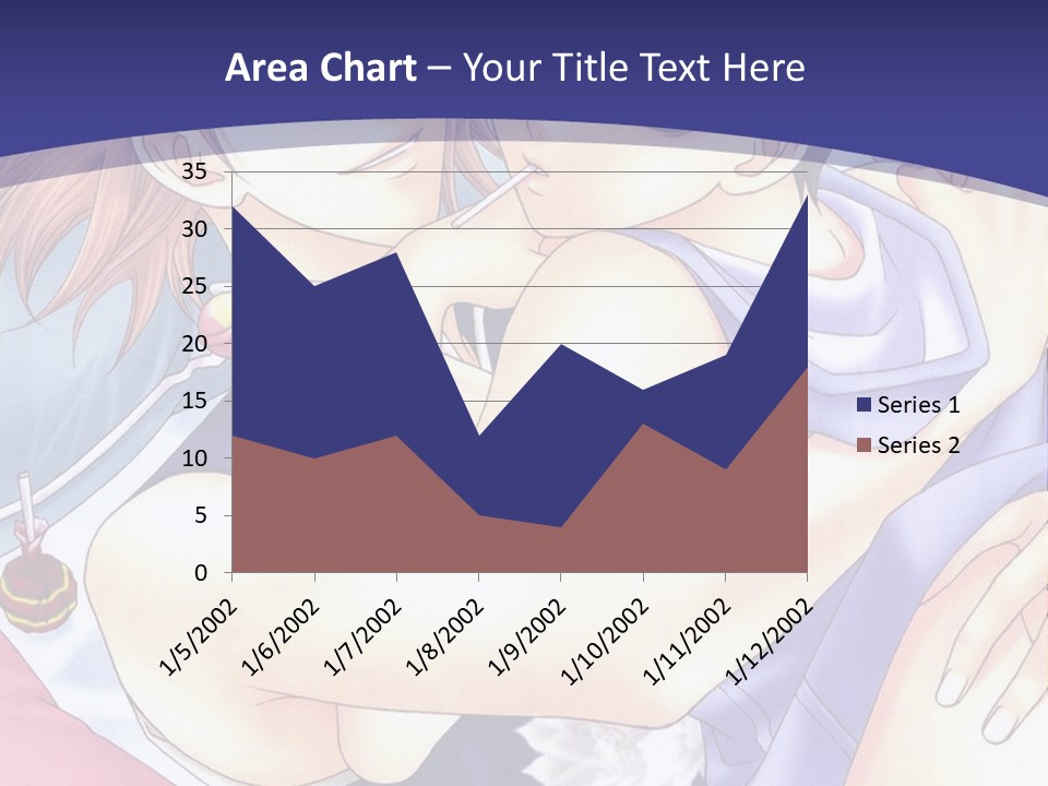 A Couple Of Anime Characters Hugging On A Blue Background PowerPoint Template