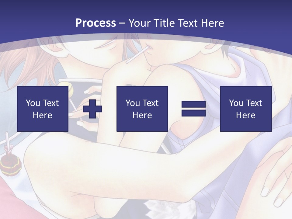 A Couple Of Anime Characters Hugging On A Blue Background PowerPoint Template