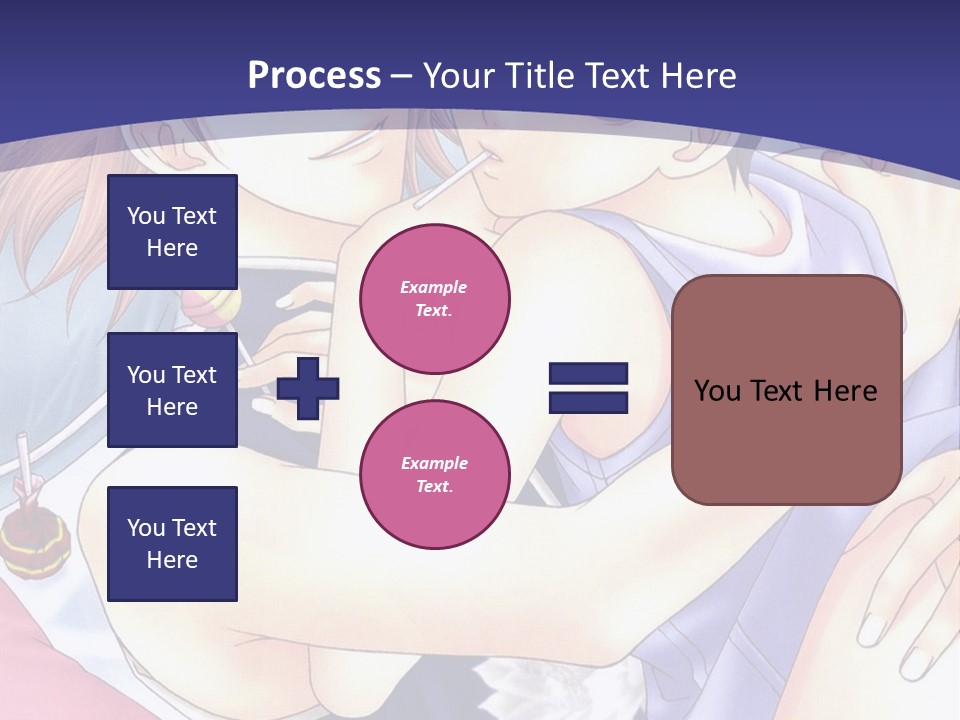 A Couple Of Anime Characters Hugging On A Blue Background PowerPoint Template