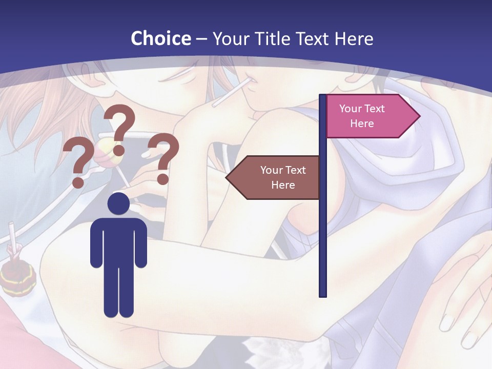 A Couple Of Anime Characters Hugging On A Blue Background PowerPoint Template