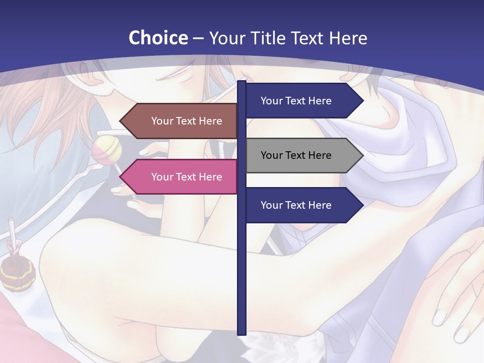 A Couple Of Anime Characters Hugging On A Blue Background PowerPoint Template