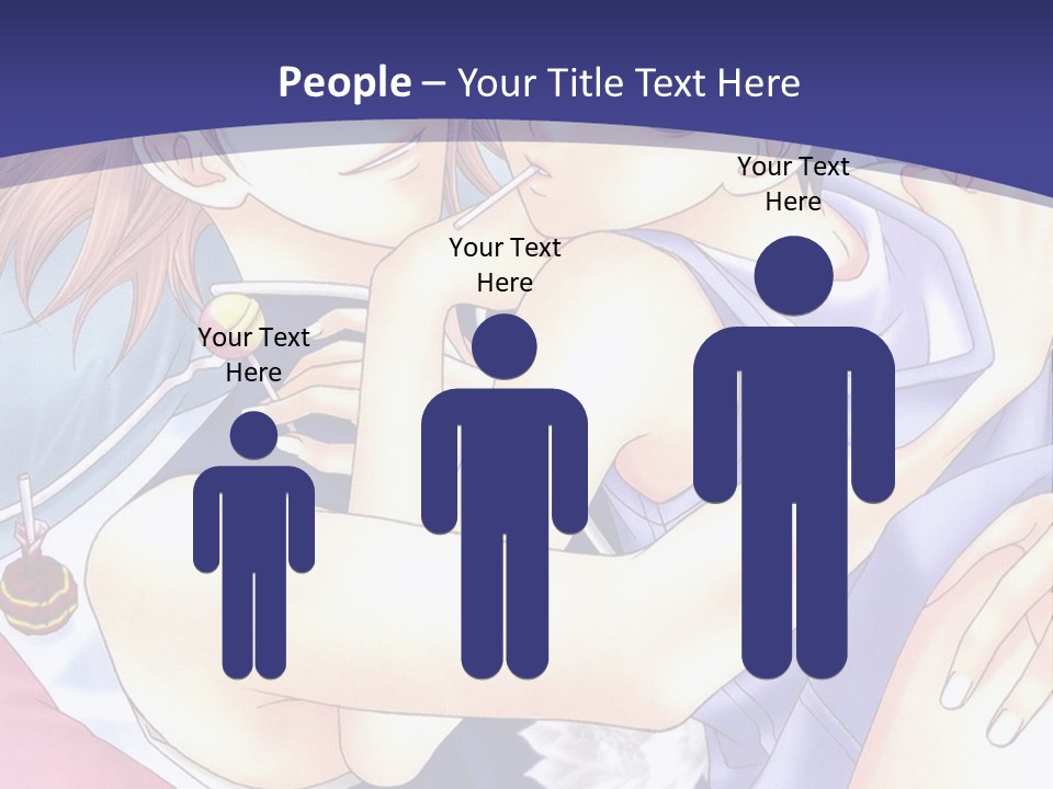 A Couple Of Anime Characters Hugging On A Blue Background PowerPoint Template