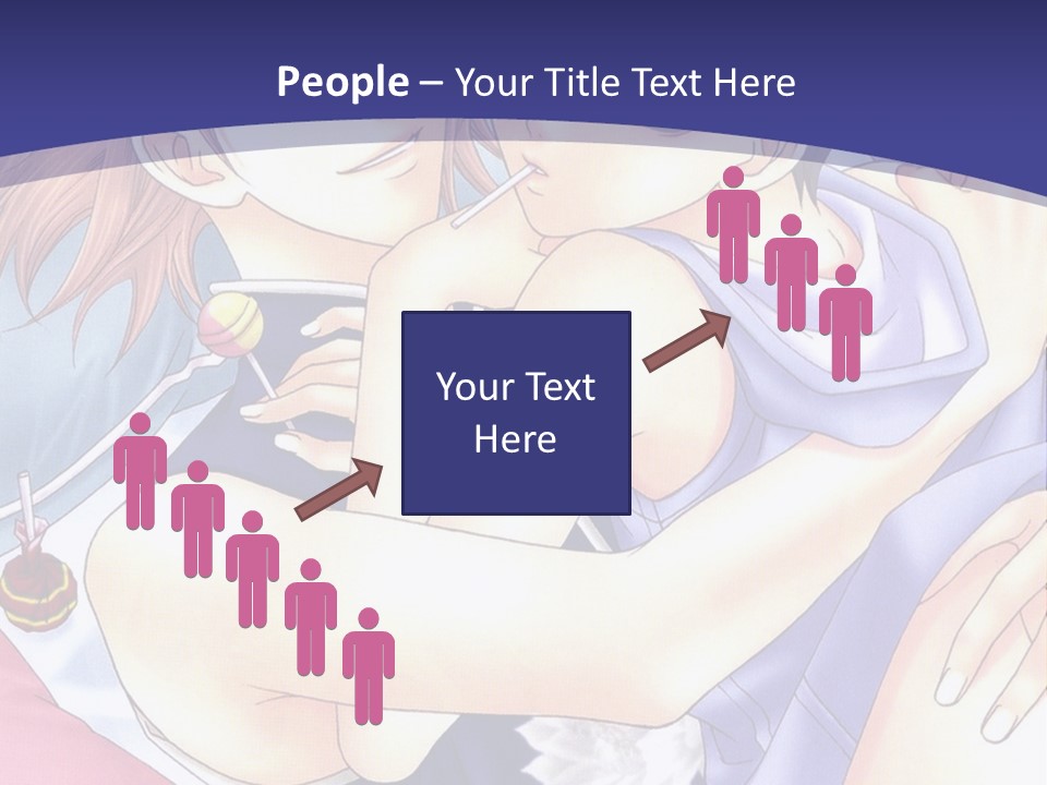 A Couple Of Anime Characters Hugging On A Blue Background PowerPoint Template