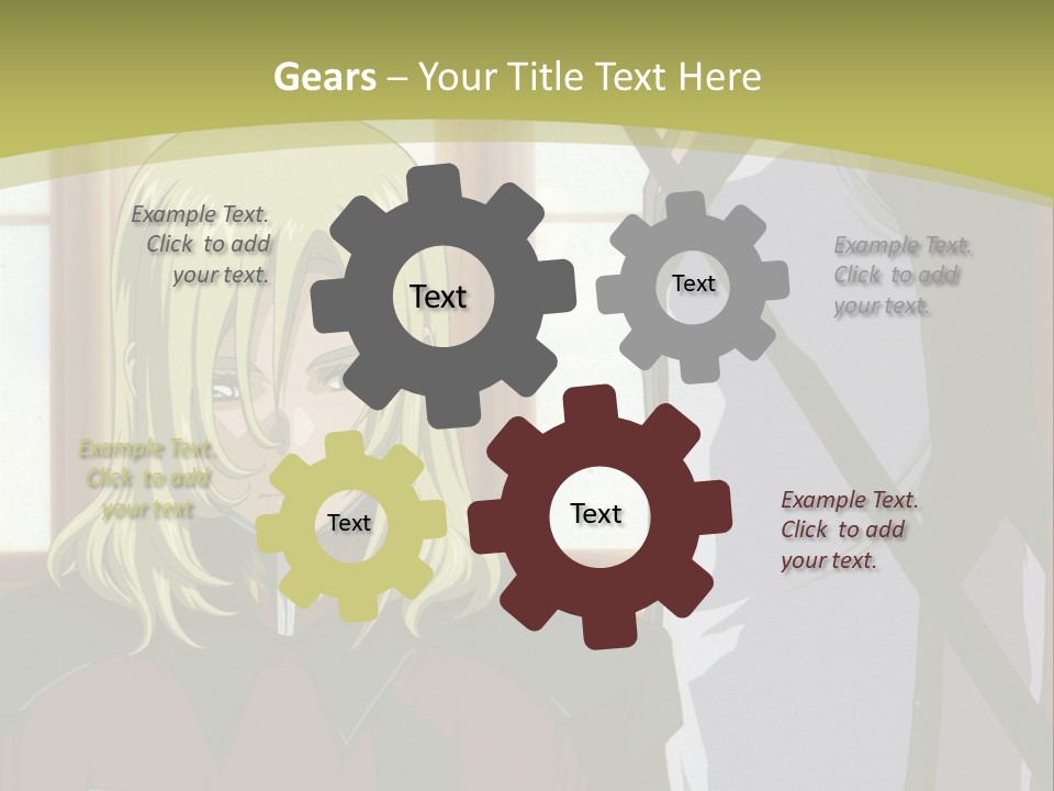 A Couple Of Anime Characters Standing Next To Each Other PowerPoint Template