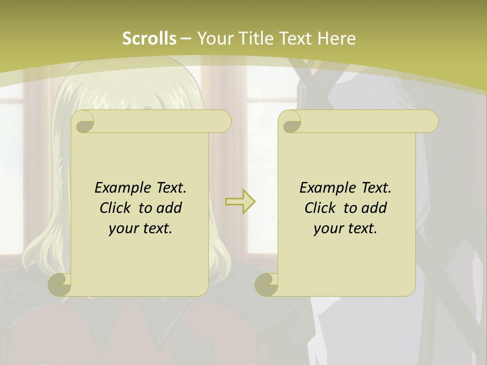 A Couple Of Anime Characters Standing Next To Each Other PowerPoint Template