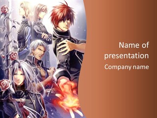 A Group Of Anime Characters With A Brown Background PowerPoint Template