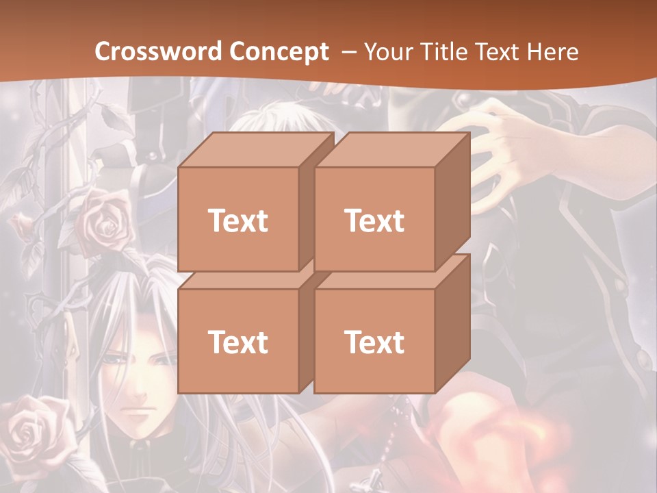 A Group Of Anime Characters With A Brown Background PowerPoint Template