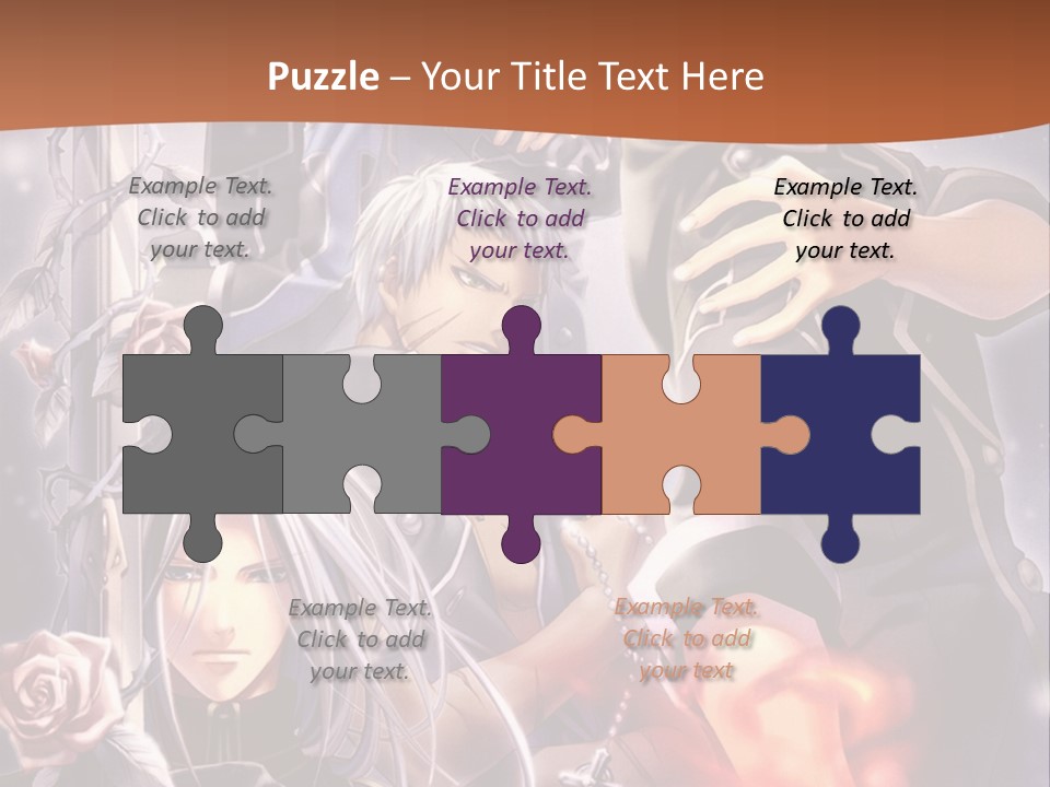 A Group Of Anime Characters With A Brown Background PowerPoint Template