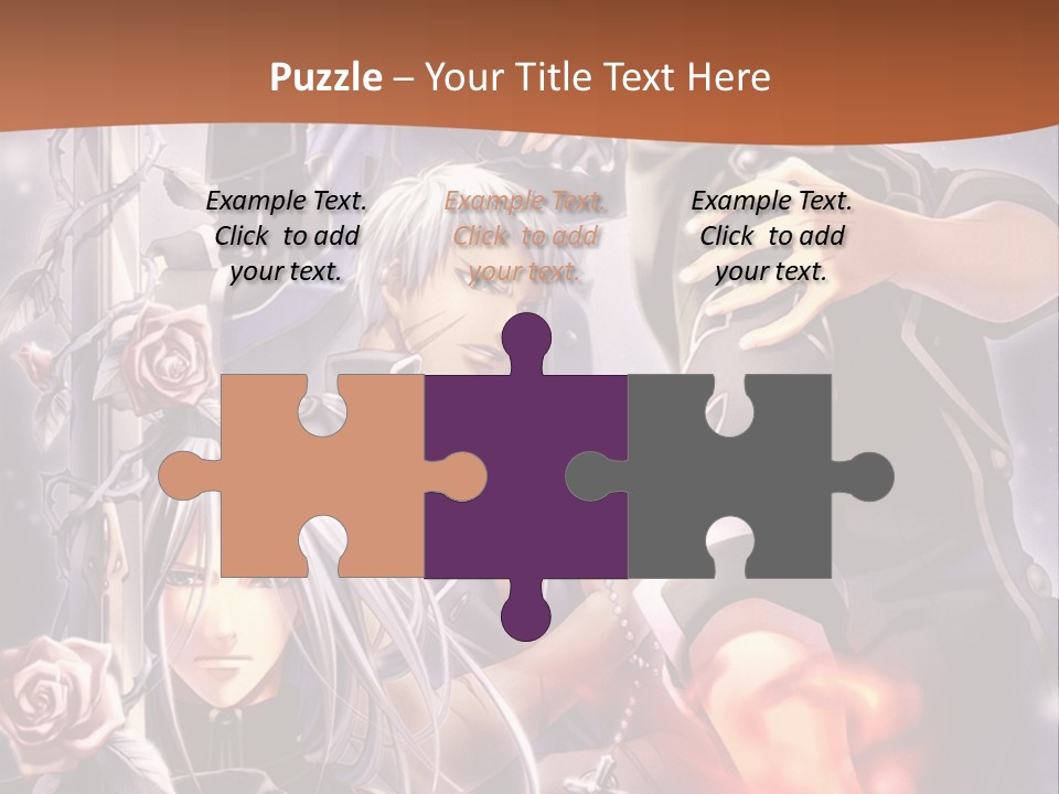 A Group Of Anime Characters With A Brown Background PowerPoint Template