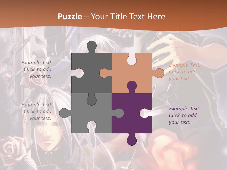 A Group Of Anime Characters With A Brown Background PowerPoint Template