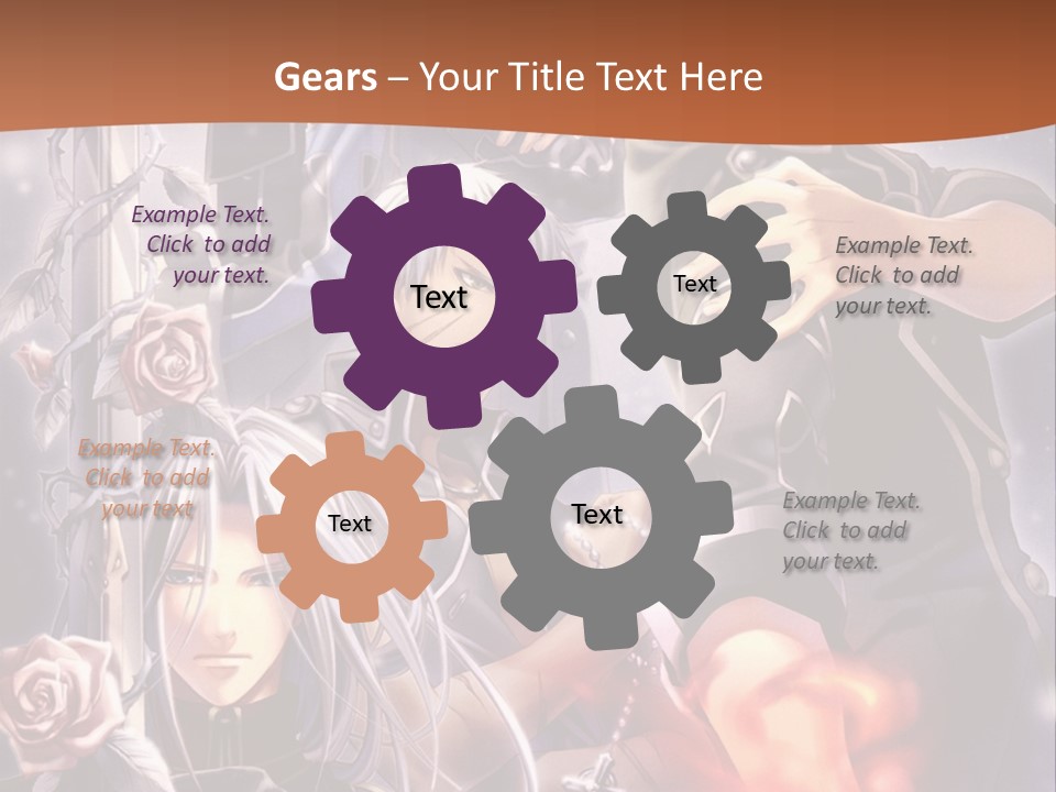 A Group Of Anime Characters With A Brown Background PowerPoint Template