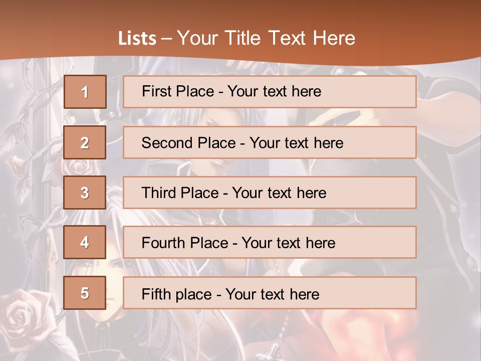 A Group Of Anime Characters With A Brown Background PowerPoint Template