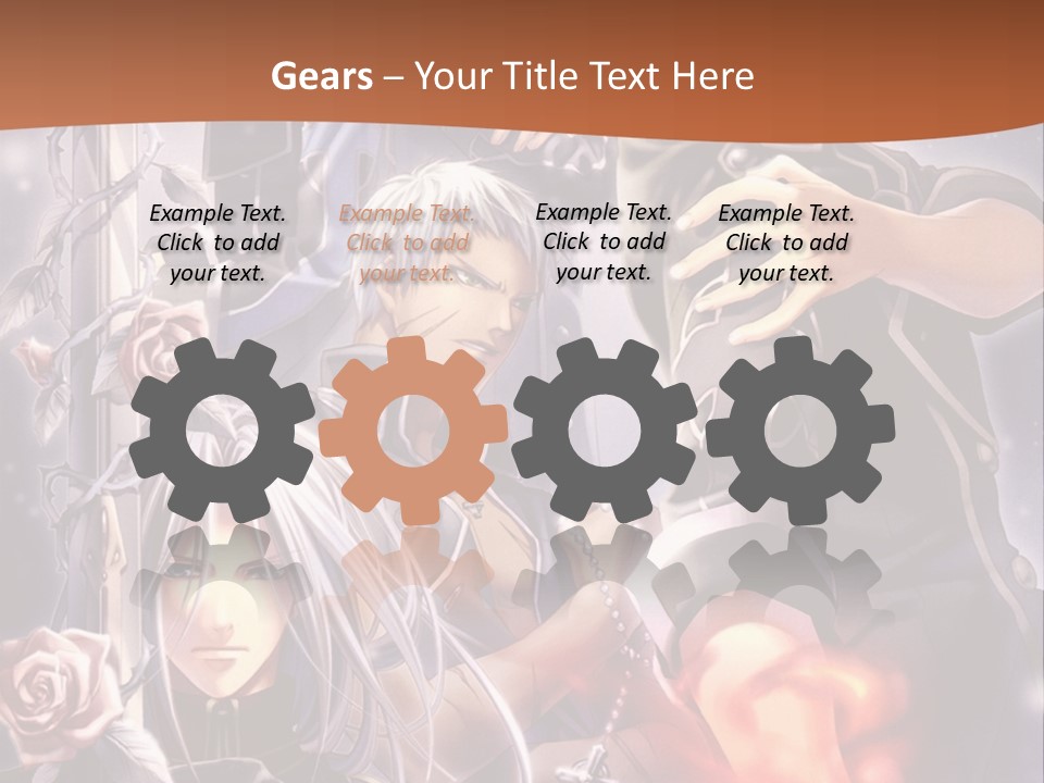 A Group Of Anime Characters With A Brown Background PowerPoint Template