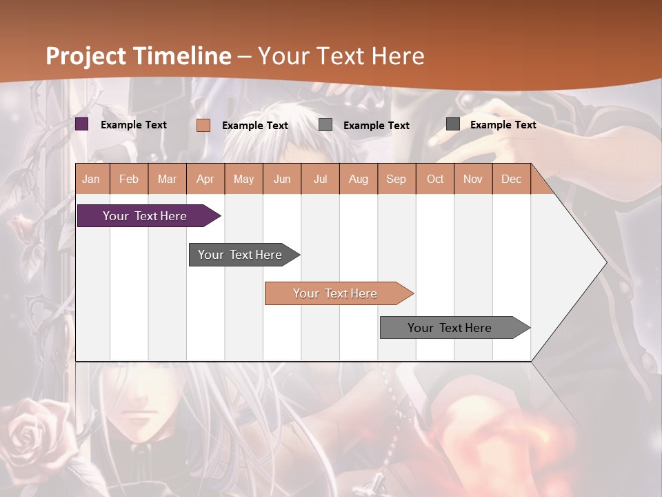 A Group Of Anime Characters With A Brown Background PowerPoint Template