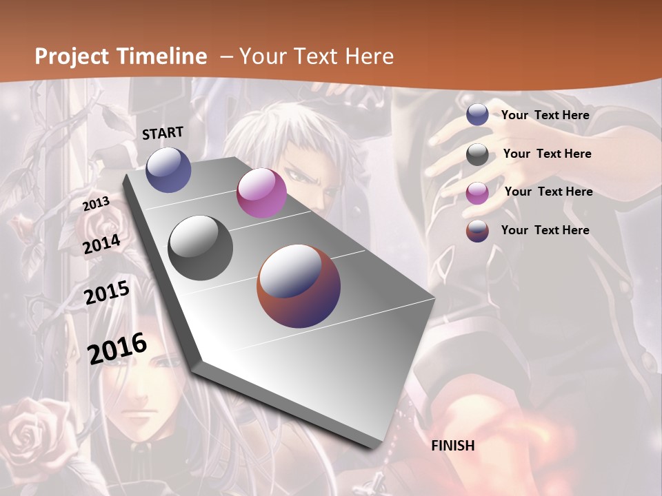 A Group Of Anime Characters With A Brown Background PowerPoint Template