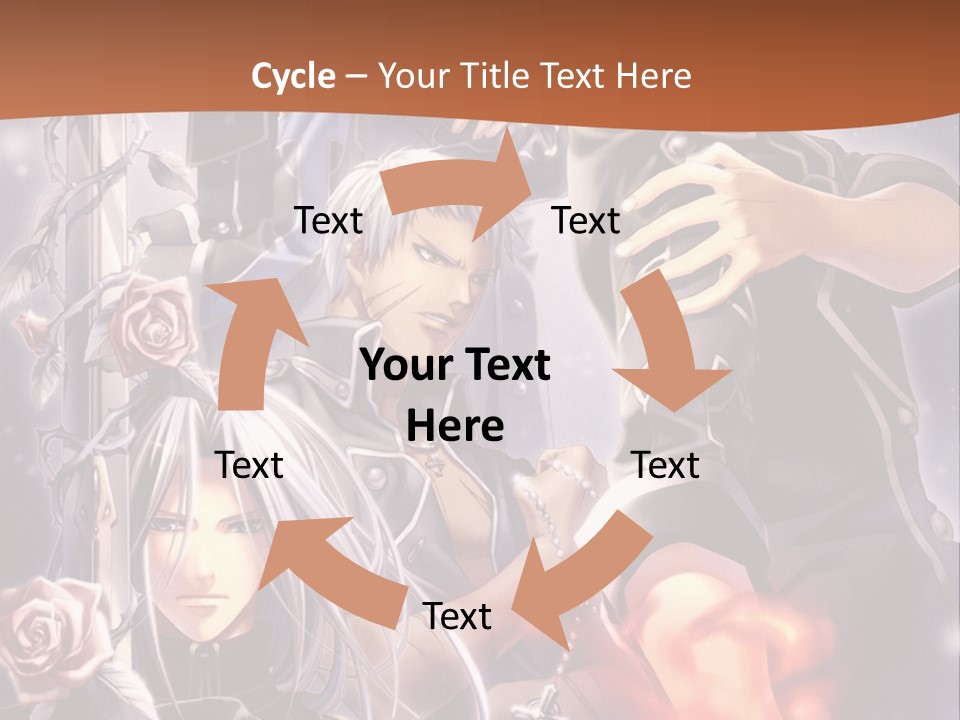 A Group Of Anime Characters With A Brown Background PowerPoint Template