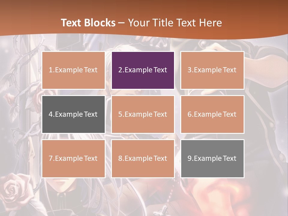 A Group Of Anime Characters With A Brown Background PowerPoint Template