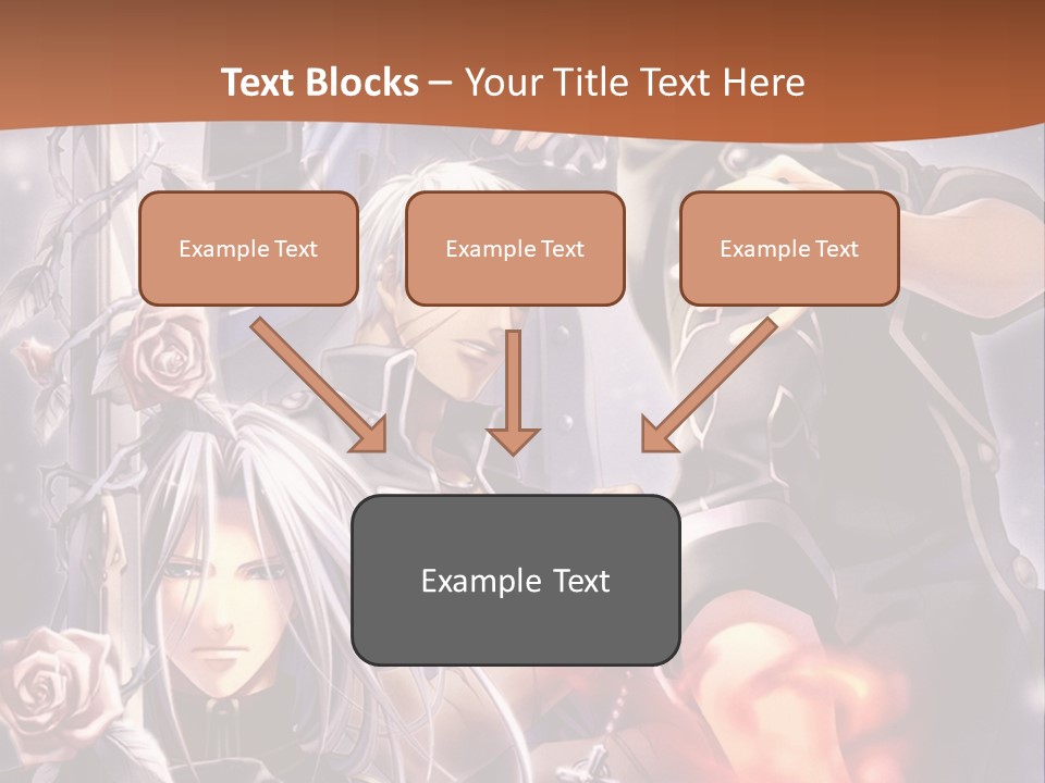 A Group Of Anime Characters With A Brown Background PowerPoint Template