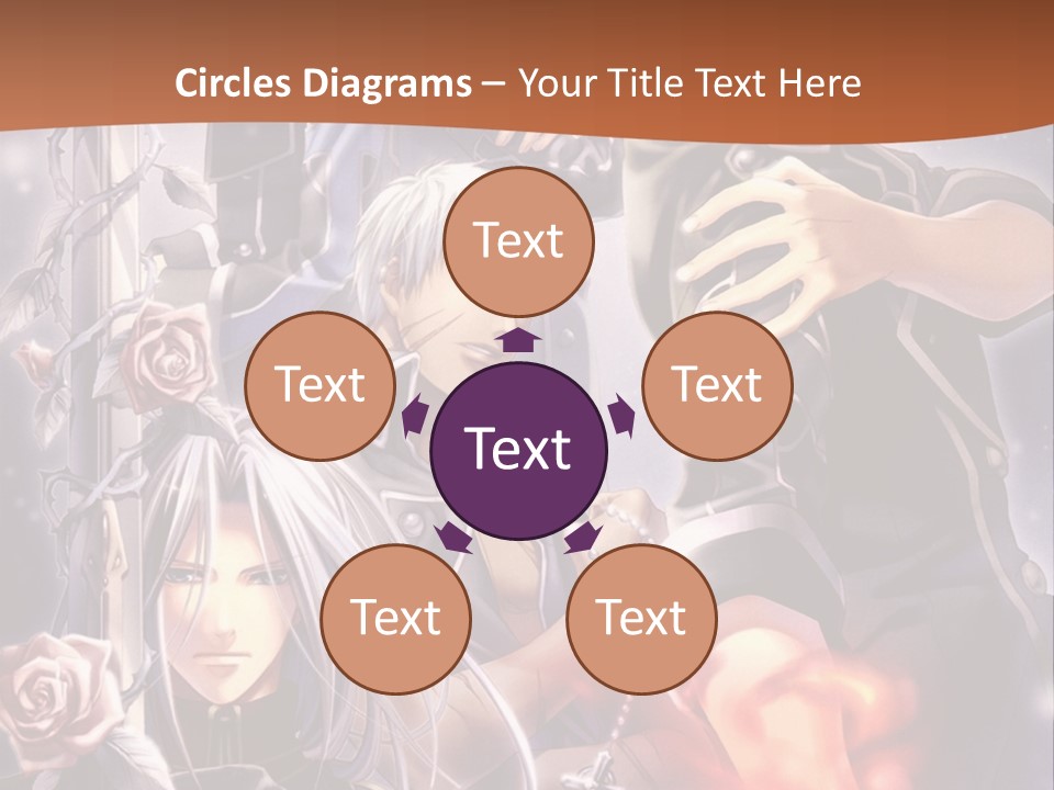 A Group Of Anime Characters With A Brown Background PowerPoint Template