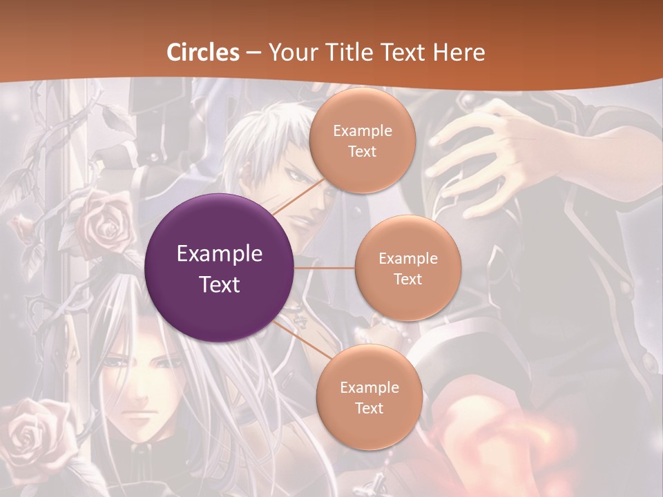 A Group Of Anime Characters With A Brown Background PowerPoint Template