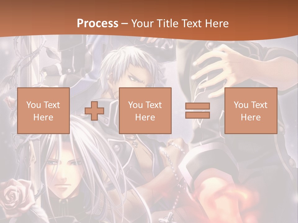 A Group Of Anime Characters With A Brown Background PowerPoint Template
