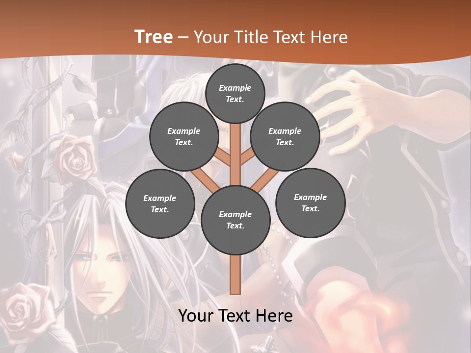 A Group Of Anime Characters With A Brown Background PowerPoint Template