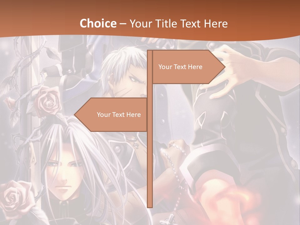 A Group Of Anime Characters With A Brown Background PowerPoint Template