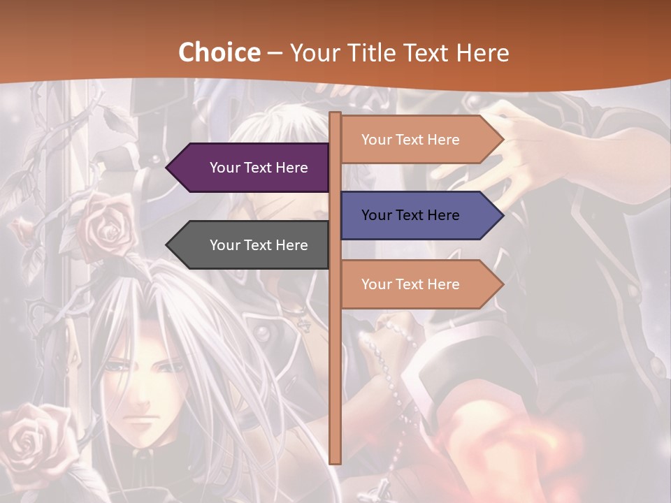 A Group Of Anime Characters With A Brown Background PowerPoint Template