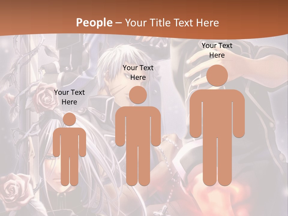 A Group Of Anime Characters With A Brown Background PowerPoint Template
